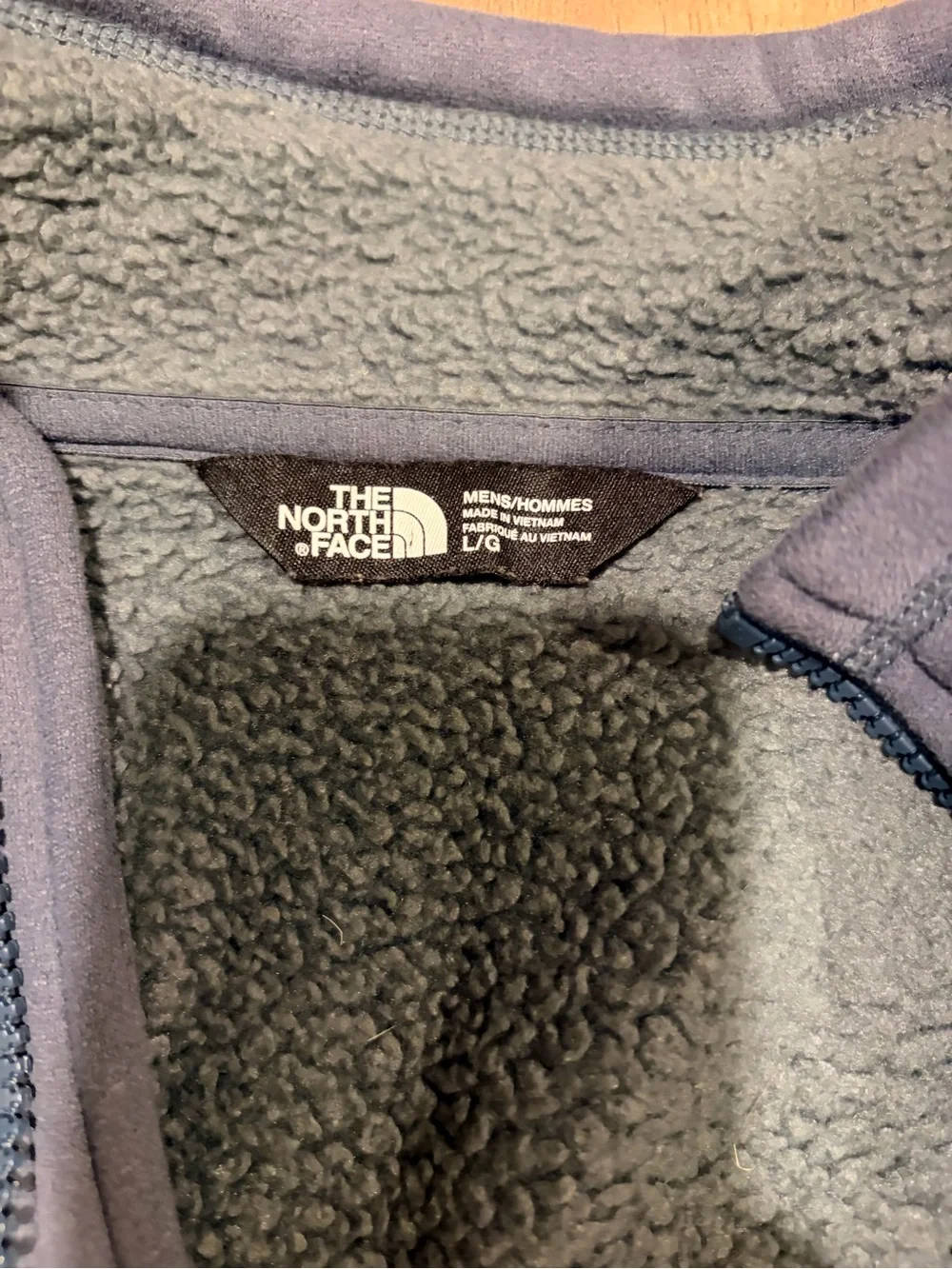 The North Face Slate Blue Zip-Up Fleece with Orange Accents